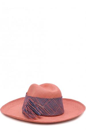 Соломенная шляпа с плетеной лентой Artesano. Цвет: розовый