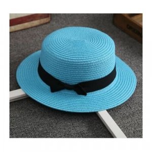 Шляпа канотье летняя, солома, размер 56/58, голубой Style. Цвет: голубой