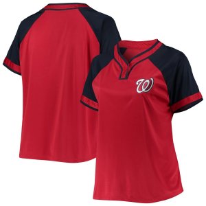 Женская красная футболка реглан больших размеров Washington Nationals Unbranded