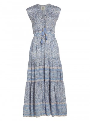 Макси-платье Madison из шелка и хлопка с принтом , синий Bell
