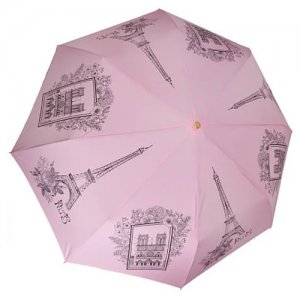Зонт Три Слона женский №197-Y-4, купол D=103 см, 8 спиц, Париж/ розовый. Цвет: розовый