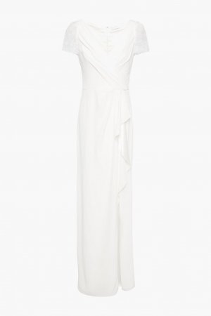 Свадебное платье из кади с драпировкой и кружевными вставками Camellia JENNY PACKHAM, слоновая кость Packham