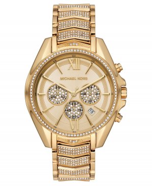 Женские часы с хронографом Whitney золотистого цвета из нержавеющей стали браслетом Pave, 45 мм , золотой Michael Kors