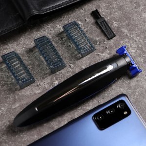 Триммер для волос luazon ltri-05, усов/бороды, 3 насадки, от usb, синий Home. Цвет: синий, черный
