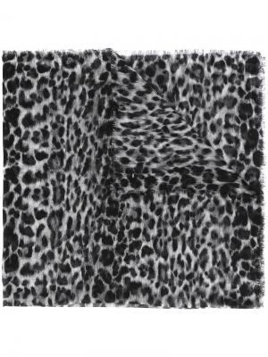 Платок с леопардовым узором Saint Laurent. Цвет: чёрный