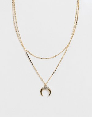 Двойное ожерелье-цепочка с подвеской в виде косточки Sirid-Золотой Pieces