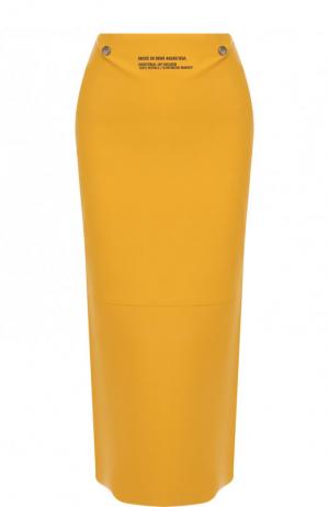 Однотонная юбка-миди с надписями CALVIN KLEIN 205W39NYC. Цвет: желтый