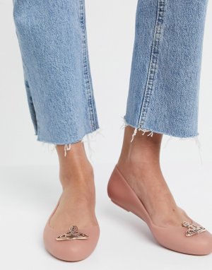 Бежевые туфли на плоской подошве с логотипом -Neutral Vivienne Westwood for Melissa