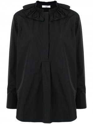 Блузка с оборками и длинными рукавами Atlantique Ascoli. Цвет: черный