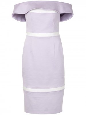 Платье с открытыми плечами и вставками Paule Ka. Цвет: фиолетовый