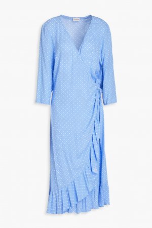 Платье миди из крепа с запахом в горошек , светло-синий By Malene Birger