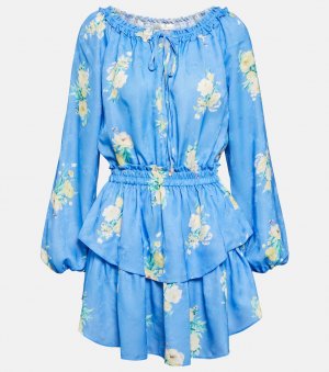 Платье мини с цветочным принтом LOVESHACKFANCY, синий LoveShackFancy