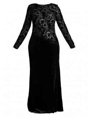 Кружевное и бархатное платье , черный Tadashi Shoji