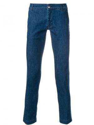 Укороченные облегающие джинсы Entre Amis. Цвет: синий