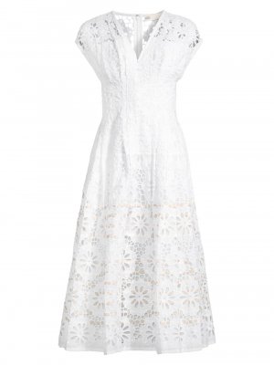 Кружевное платье миди Claire McCardell , белый Tory Burch