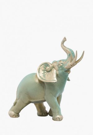 Фигурка декоративная Decogallery Слон 16х16х7 см. Цвет: зеленый