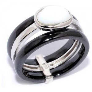 Кольцо из серебра, керамика Silver Wings