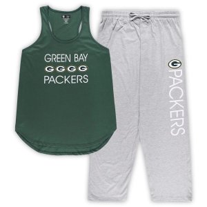 Женский комплект Concepts Sport Зеленый/Золотой Green Bay Packers Майка больших размеров и брюки для сна Unbranded
