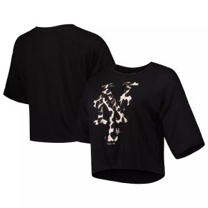 Женская укороченная футболка с леопардовым принтом Threads Black New York Mets Majestic