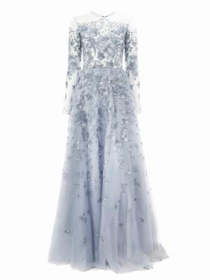 Sequin embroidered tulle gown Zuhair Murad. Цвет: синий