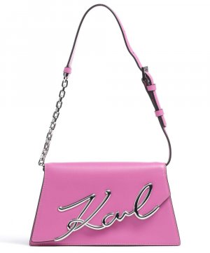 Сумка через плечо Signature из мелкозернистой яловой кожи. , розовый Karl Lagerfeld