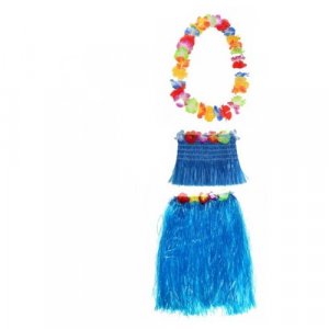 Гавайская юбка синяя 60 см, топ, ожерелье лея 96 см Happy Pirate. Цвет: синий