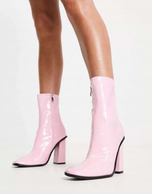 Розовые ботинки-носки на блочном каблуке Saylor RAID