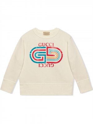 Толстовка с логотипом Gucci Kids. Цвет: белый