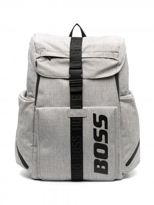 Рюкзак с карманами BOSS Kidswear. Цвет: серый