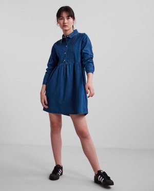 Платье с короткими и длинными рукавами , синий Pieces