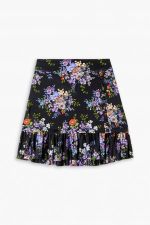 Мини-юбка из эластичного джерси с оборками и цветочным принтом, лавандовый Paco Rabanne