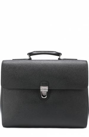 Кожаный портфель с внешним карманом на молнии Dolce & Gabbana. Цвет: черный