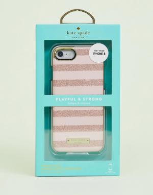 Чехол для iPhone 8 и 7 с блестящими полосками Kate Spade. Цвет: розовый