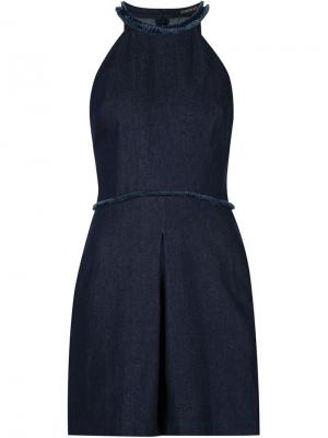 Джинсовое платье с краями бахромой Timo Weiland. Цвет: синий