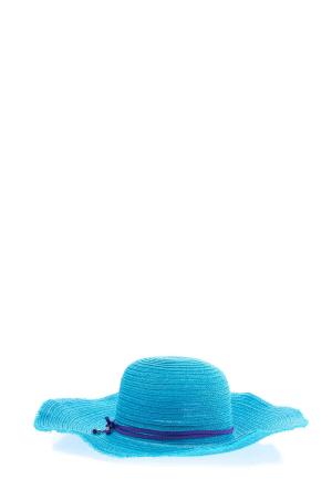 Соломенная шляпа бирюзового цвета с тонкой лентой на околышке INVERNI. Цвет: бирюзовый