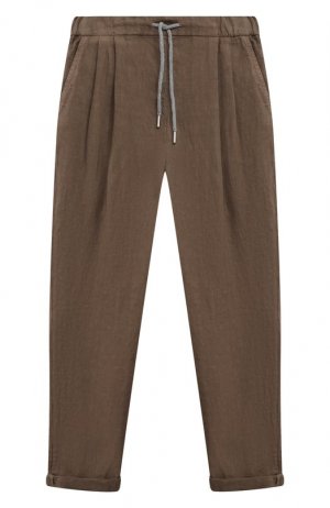 Льняные брюки Brunello Cucinelli. Цвет: коричневый
