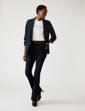 Свободный пиджак со сборками и рукавами , темно-синий Marks & Spencer