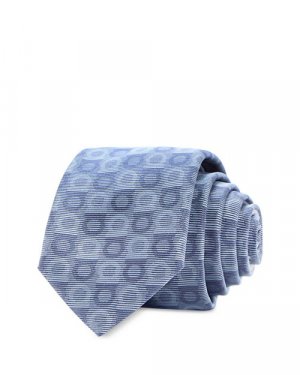 Жаккардовый шелковый галстук с принтом Gancini , цвет Blue Ferragamo