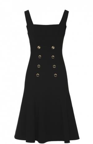 Приталенный сарафан с контрастными пуговицами Dolce & Gabbana. Цвет: черный