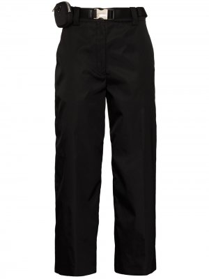 Габардиновые брюки прямого кроя Prada. Цвет: черный