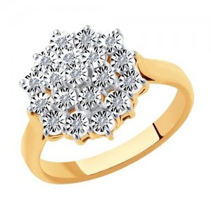 Кольцо из комбинированного золота с бриллиантами 51-210-00720-1, размер 17 Diamant