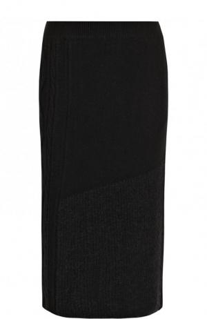 Шерстяная юбка-миди фактурной вязки Yohji Yamamoto. Цвет: черный
