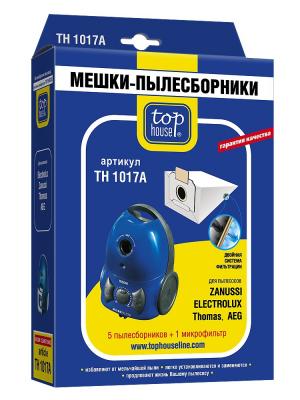 Двухслойные мешки-пылесборники TH 1017 A, 5 шт. + 1 м.ф. для пылесосов TOP HOUSE. Цвет: синий