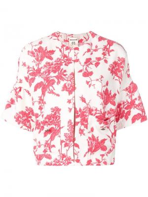 Пиджак с цветочным принтом Semicouture. Цвет: красный