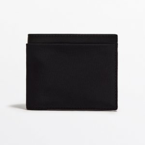 Кошелек Contrast Nylon With Leather Details - Studio, черный Massimo Dutti