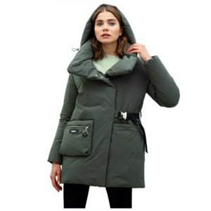 Женская зимняя куртка пуховик. MALINARDI, цвет хаки, размер XS Malinardi. Цвет: хаки