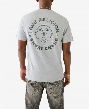 Мужская футболка с коротким рукавом из фольги печатью , серый True Religion