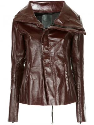 Байкерская куртка с объемным воротником Fagassent. Цвет: коричневый