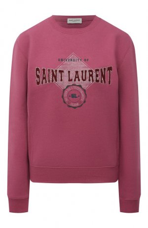 Хлопковый свитшот Saint Laurent. Цвет: розовый