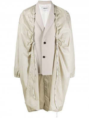 Однобортное многослойное пальто AMBUSH. Цвет: нейтральные цвета